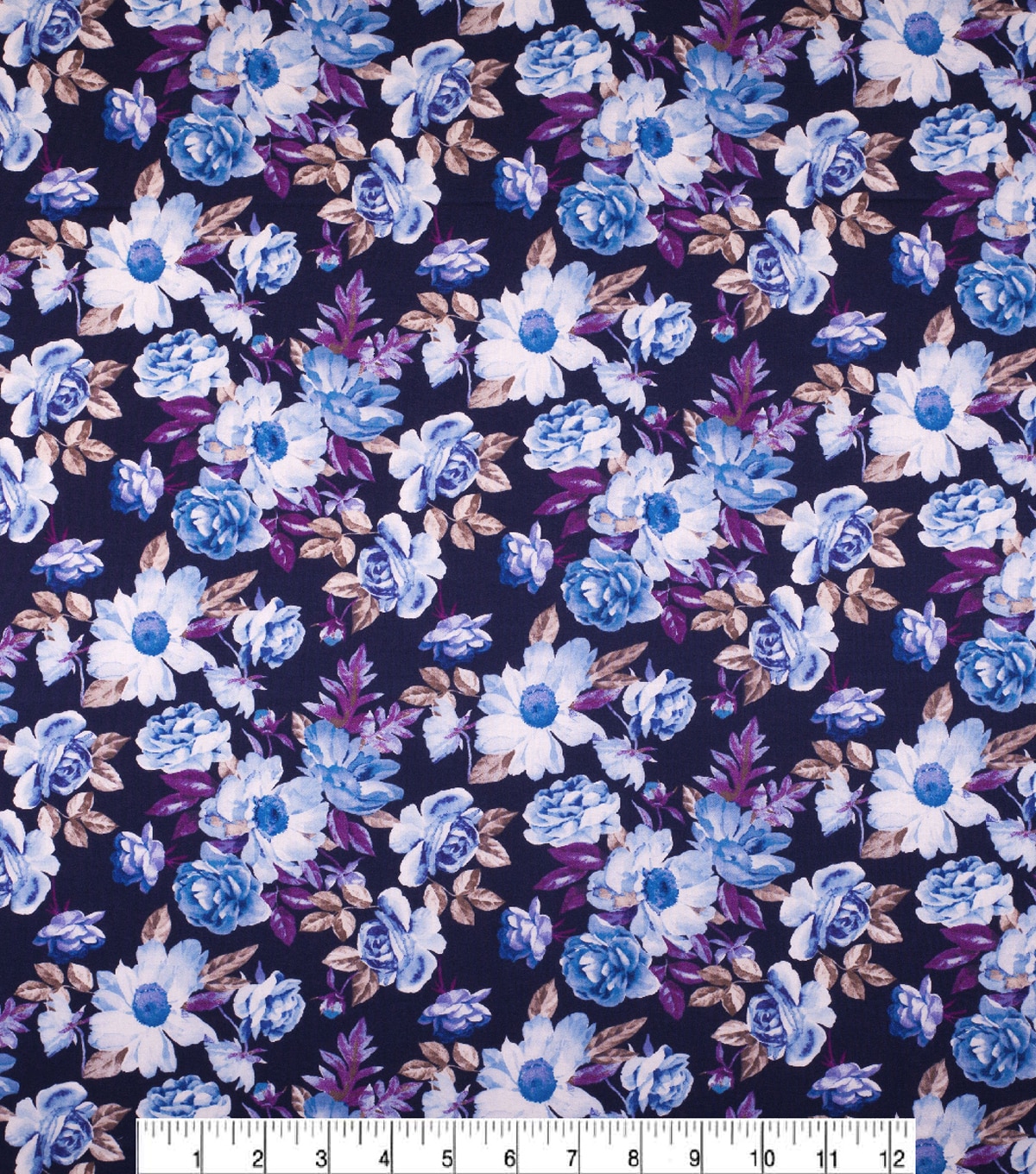 Keepsake Calico Cotton Fabric Bold Flowers Blue Purple | JOANN