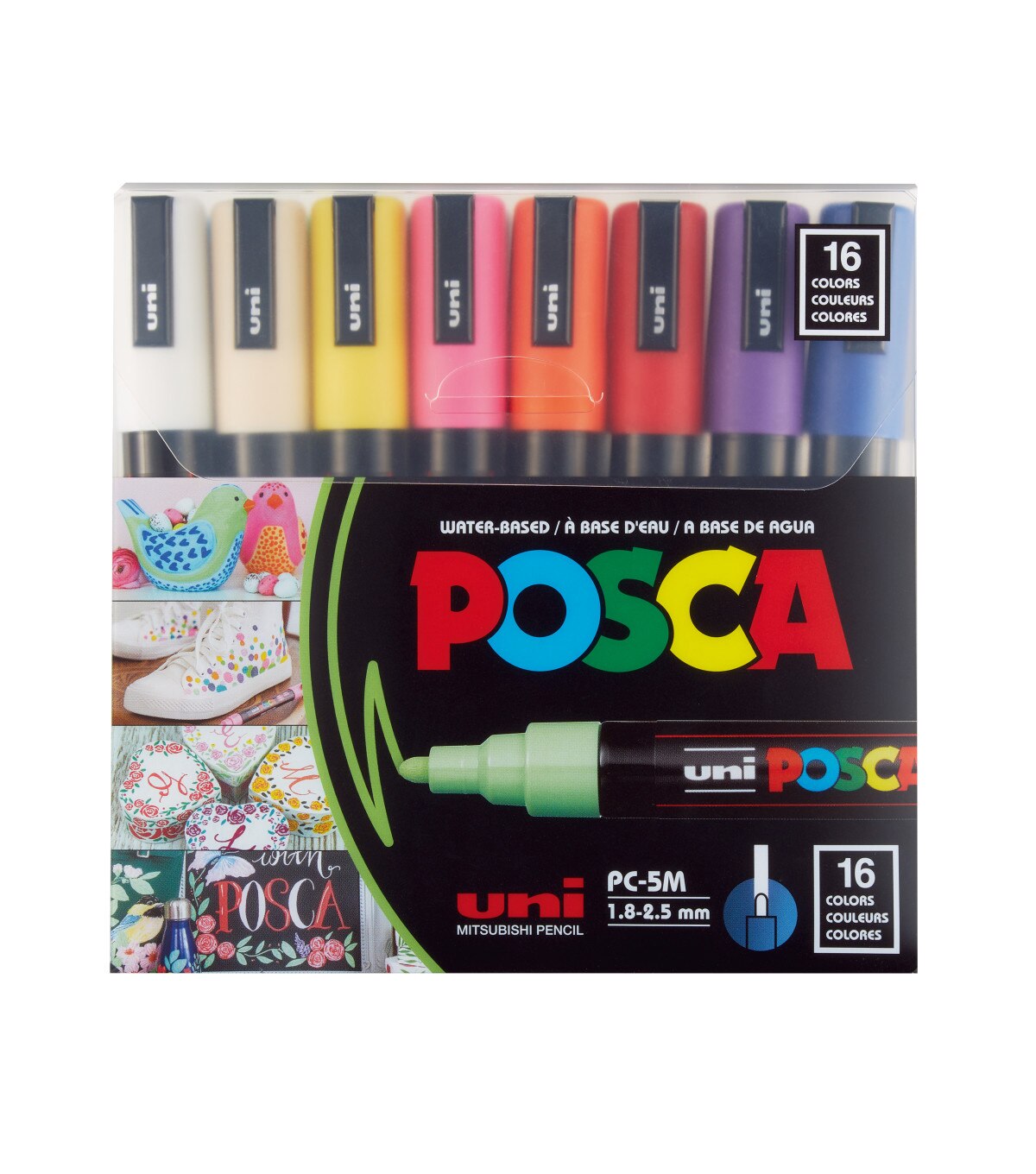 Posca PC-5M Paint Pen Art Marker Pens - Fabric Glass Metal Pens - Set of  the 6 Most Popular Colours : : Home & Kitchen