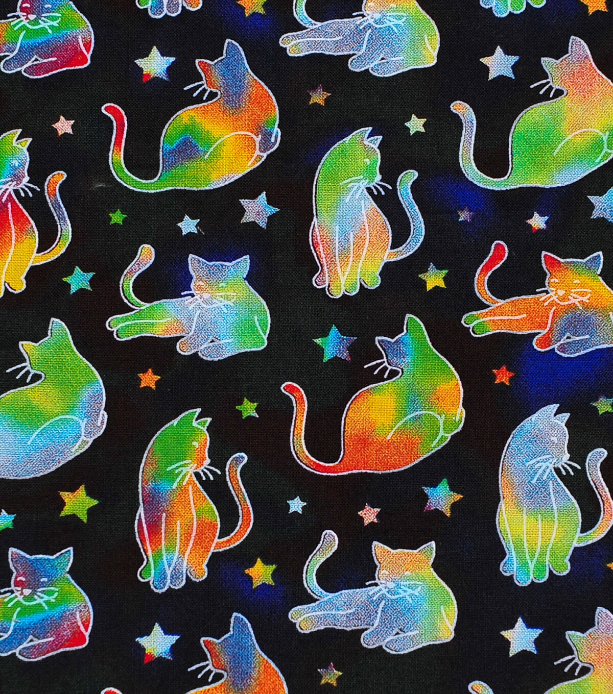 Novelty Cotton Fabric Rainbow Tie Dye Cats Joann 