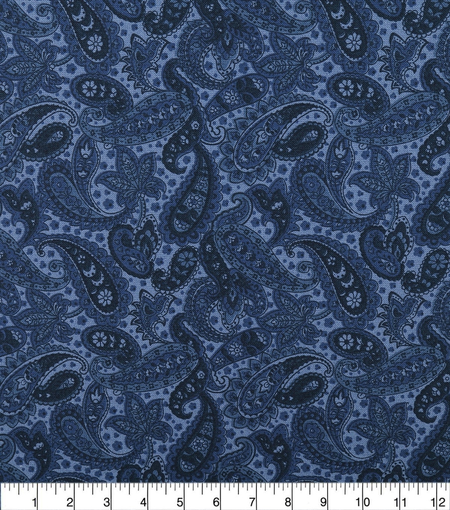 Wide Quilt Cotton Backing Fabric 108"Navy Paisley JOANN