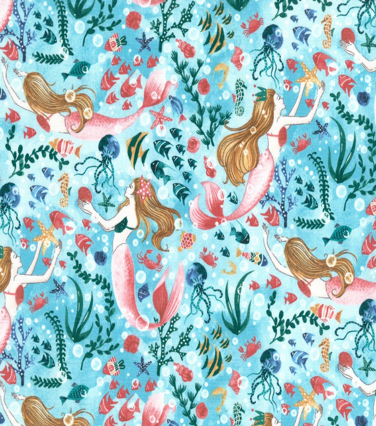 Premium Prints Cotton Fabric-Mermaids & Friends | JOANN