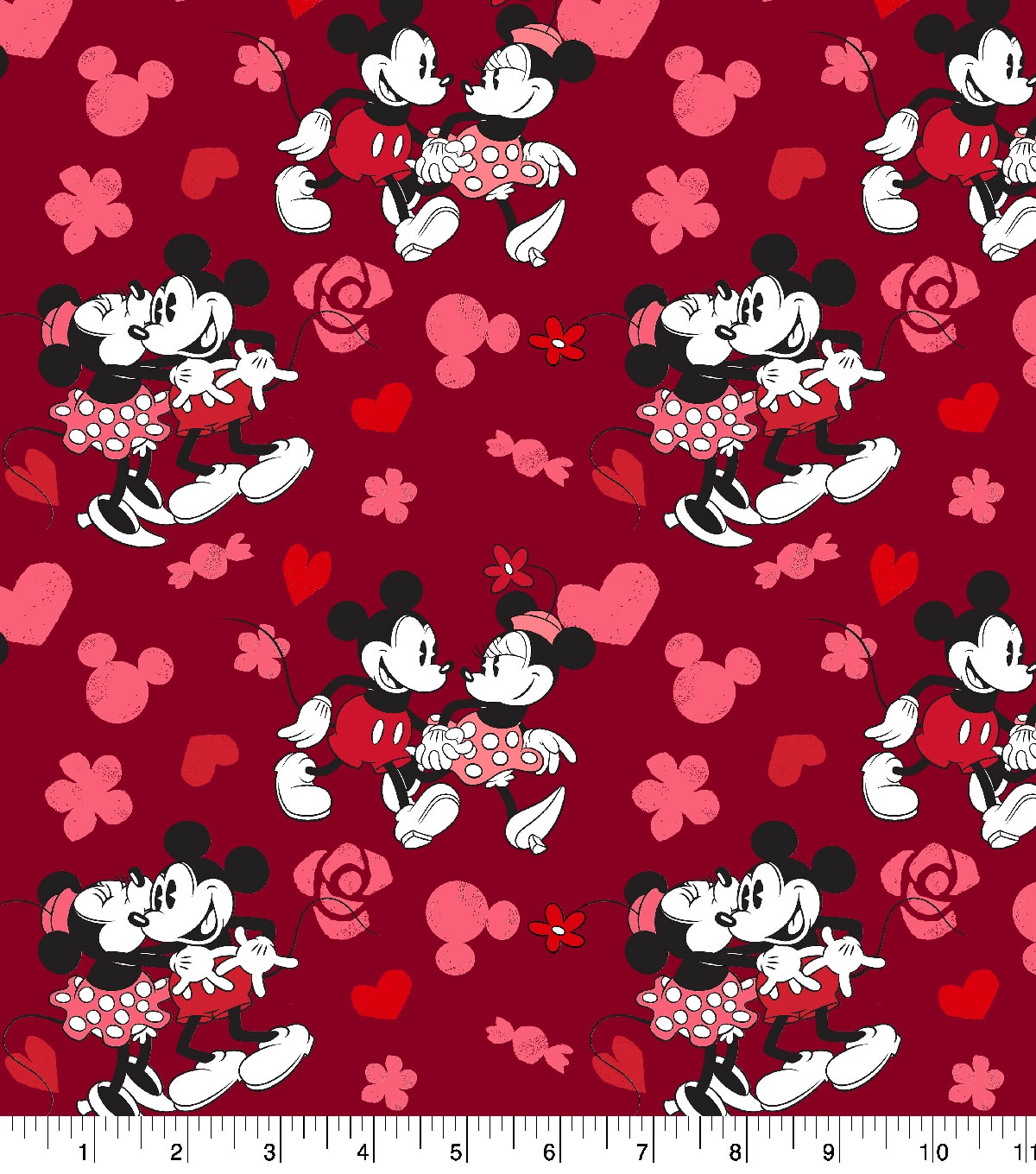 Disney Valentines Day Mickey Minnie Cotton Fabric Love