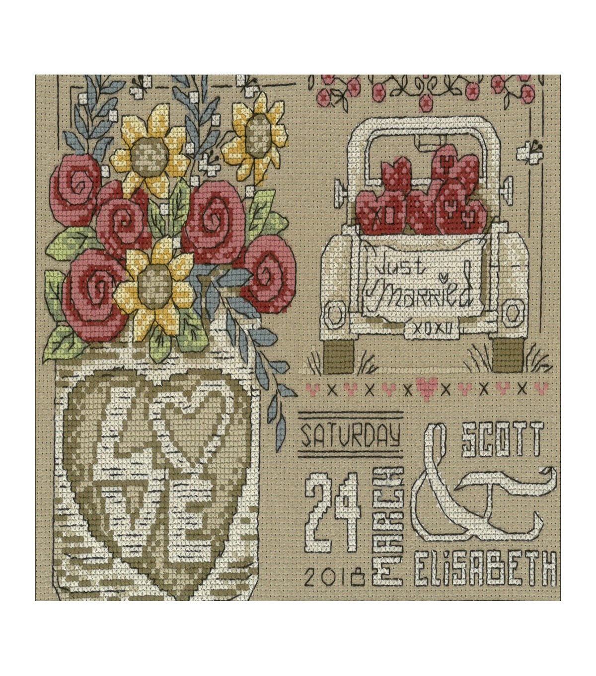 Imaginating 9''x7.5'' 14 count Counted Cross Stitch Kit Rustic Wedding