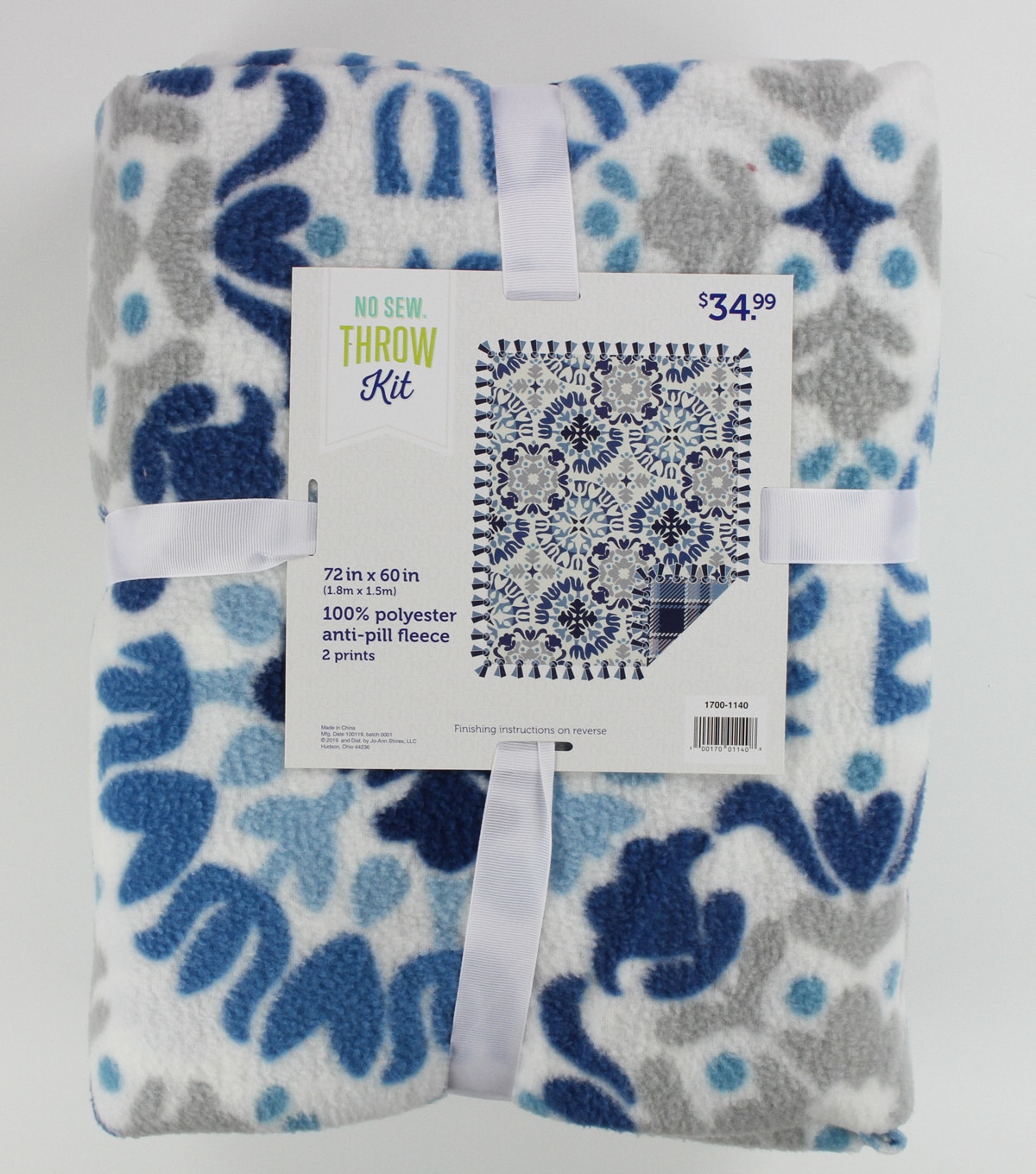 No Sew Fleece Throw Kit Indigo Aztec JOANN