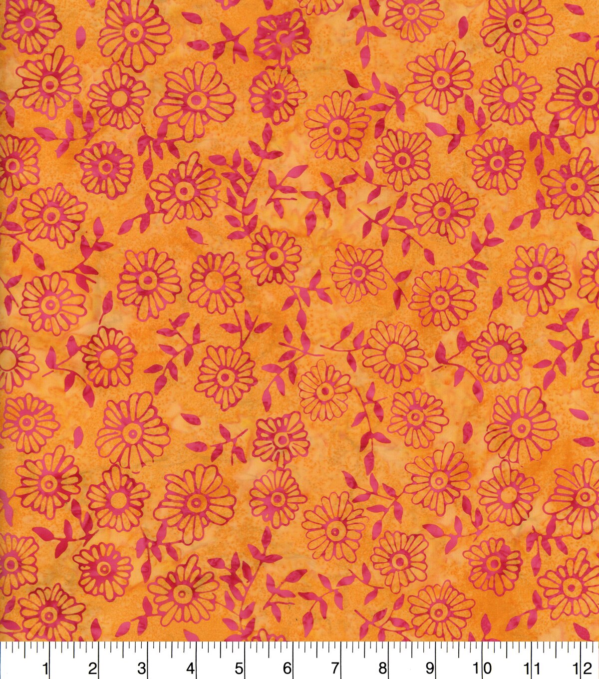 Indonesian Batik Cotton Fabric Spring Flowers Orange | JOANN