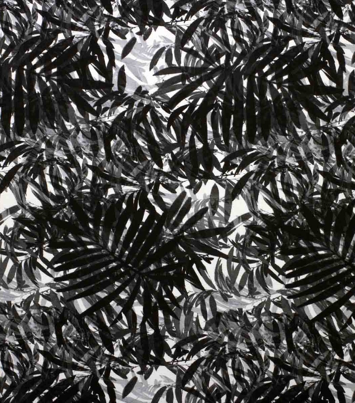 Oudoor Canvas Fabric-Tonal Black & White Palm Leaves | JOANN