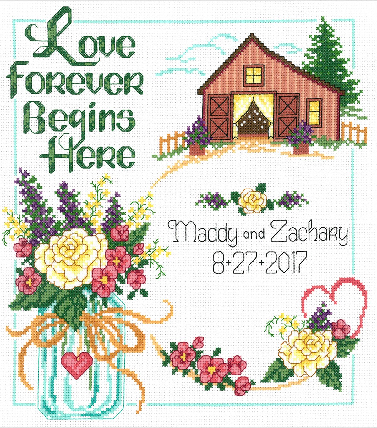 Country Wedding Counted Cross Stitch Kit 14 Count Joann