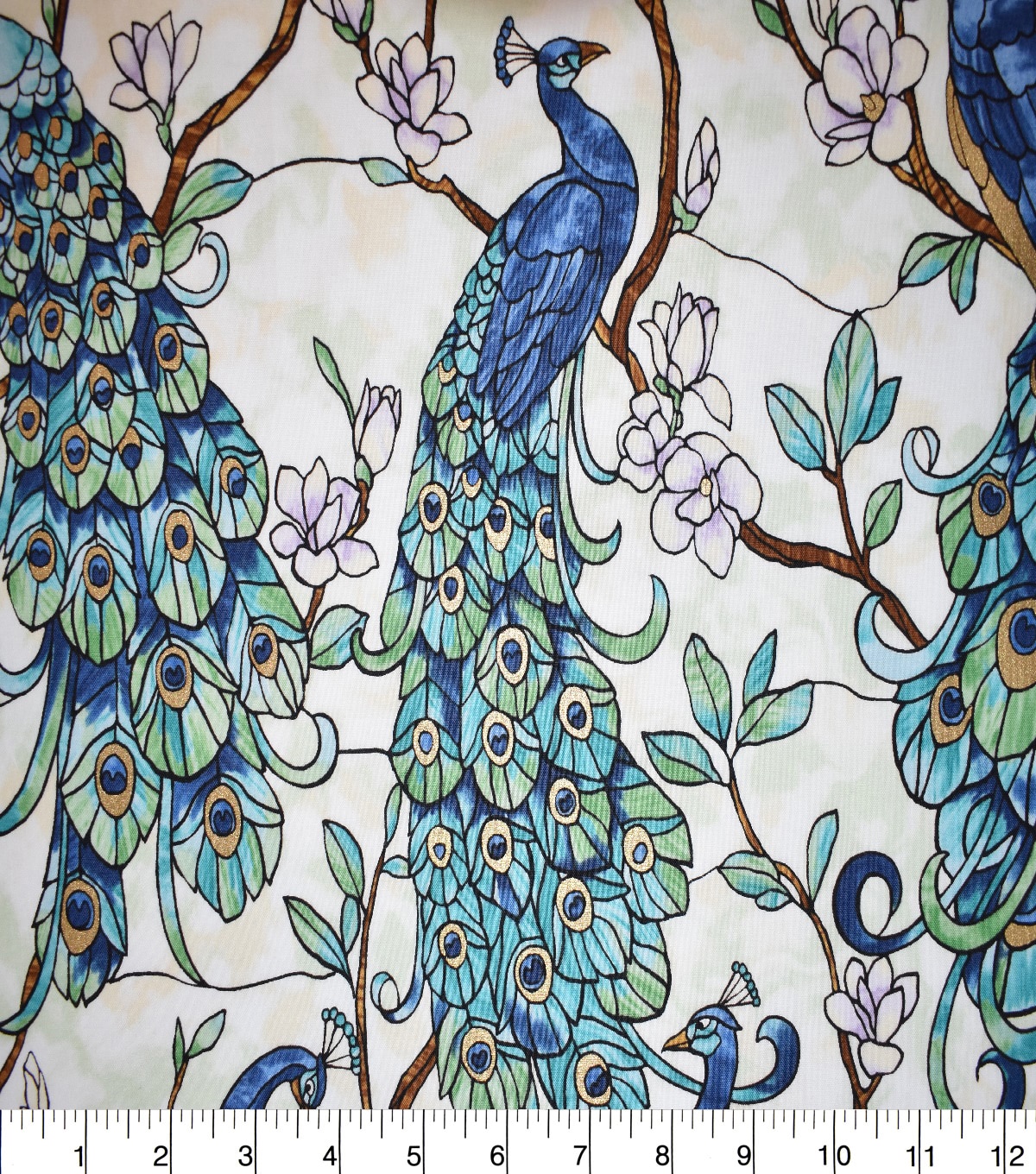 Premium Quilt Cotton Fabric Peacock Stained Glass JOANN