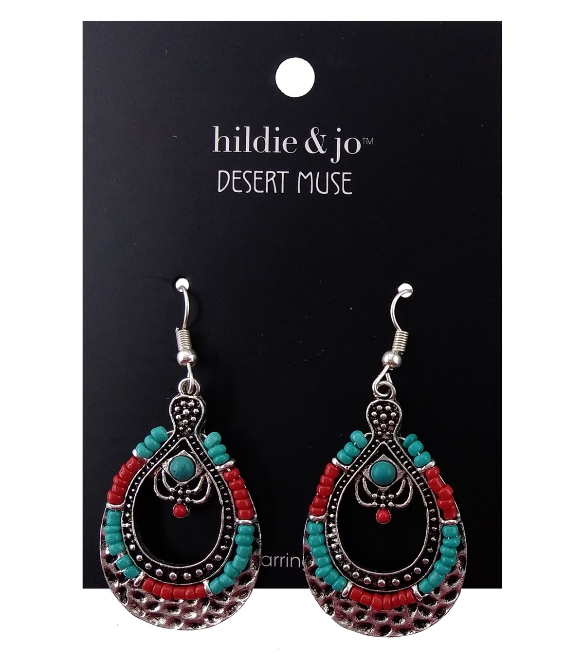 hildie & jo San Teardrop Turquoise and Red Bead Earrings ...
