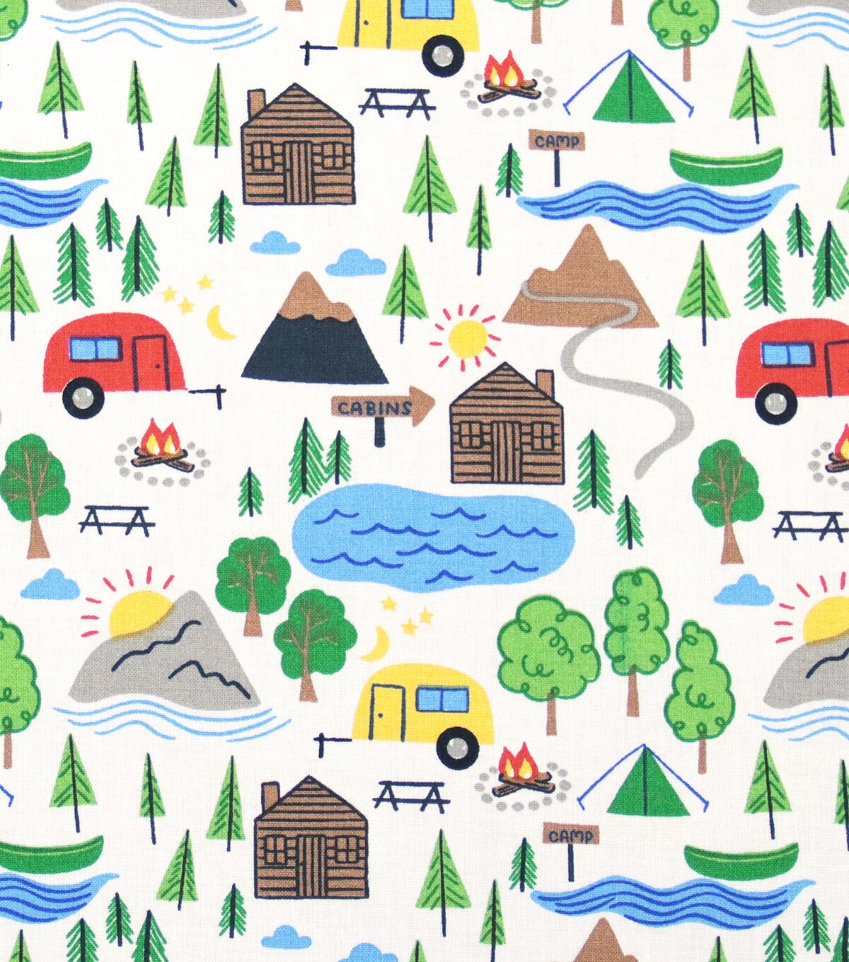 Cotton Lake House Lake Life Sayings Camping Travel Fabric Print by Yard  D409.05