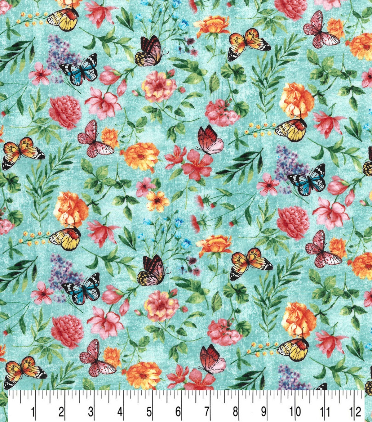 Premium Cotton Fabric Packed Floral Aqua | JOANN