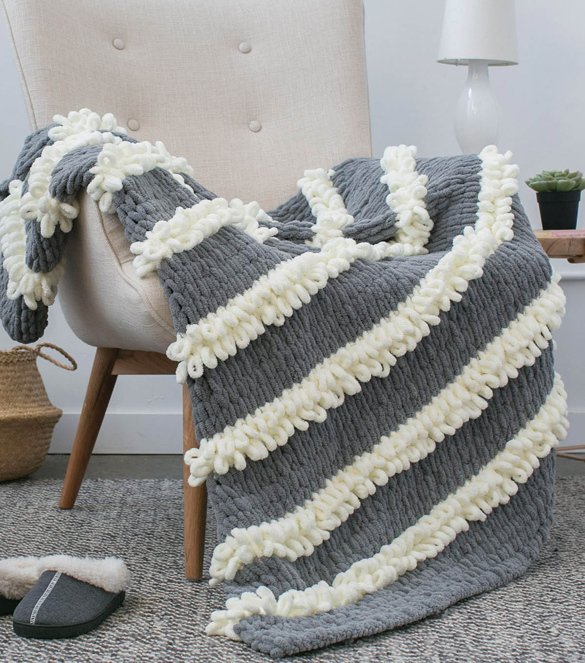 How to Make a Bernat Alize EZ Loopy Stripe Blanket JOANN